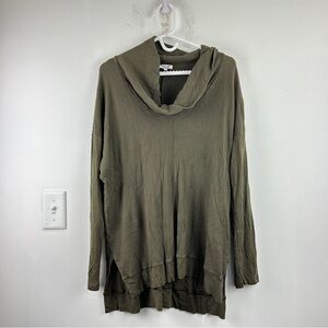 Splendid Cowl Neck Thermal Waffle Knit Sweater | Olive Relaxed Cozy Pullover